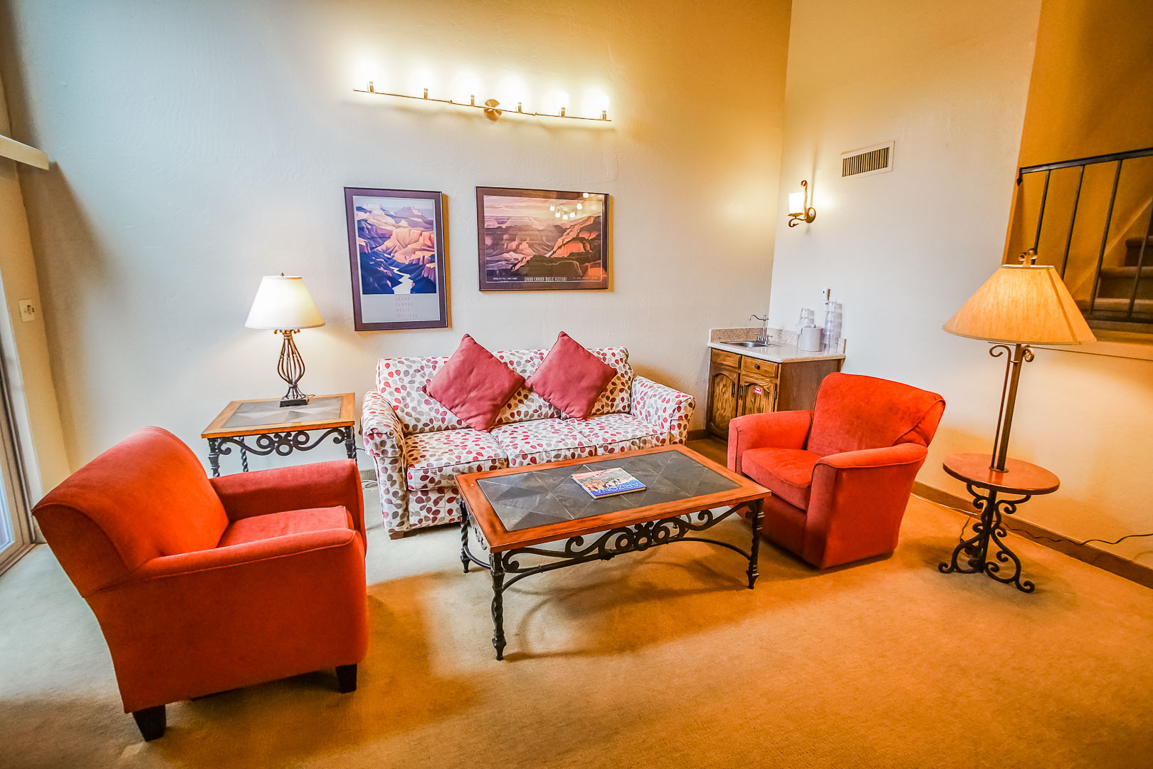 A colorful living room at VRI's Villas of Sedona in Arizona.